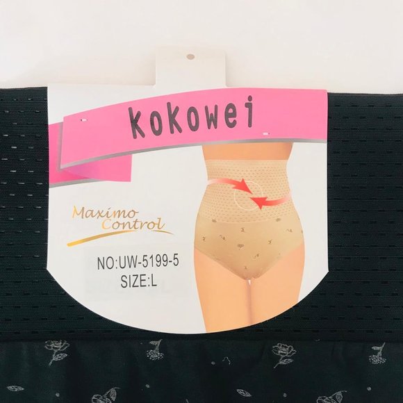 Women Flower High Waist Tummy Control Shape Intimate Underwear Panties Black L - Picture 2 of 5